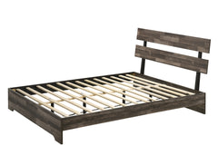 1pc Rustic King Platform Bed Slat Headboard Low-profile Bed Frame Brown Finish Contemporary Bedroom Furniture
