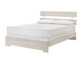 1pc Rustic Full Platform Bed Slat Headboard Low-profile Bed Frame White Wash Finish Contemporary Bedroom Furniture