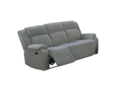 Smoke Color Fur Like Corduroy 1pc Motion Sofa Living Room Reclining Couch Plush Textured Seat