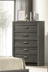 1pc Rustic Contemporary Chest Five Storage Drawers Rustic Gray Finish Bedroom Wooden Furniture