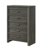 1pc Rustic Contemporary Chest Five Storage Drawers Rustic Gray Finish Bedroom Wooden Furniture