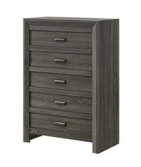 1pc Rustic Contemporary Chest Five Storage Drawers Rustic Gray Finish Bedroom Wooden Furniture