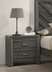 1pc Contemporary Nightstand End Table with Two Storage Drawers Rustic Gray Finish Bedroom Wooden Furniture