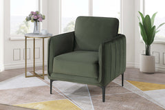Beautiful Elegant 1pc Accent Chair Dark Green Velvet Fabric Upholstered Plush Metal Legs Living Room Chair