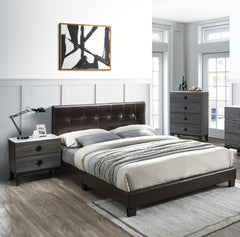 Contemporary Style 1pc Queen Size Bed Faux Leather Rectangle Headboard Brown Finish Bedroom Furniture