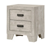 1pc Transitional 2-Drawer Nightstand with Metal Hardware Whitewashed Wood Finish Wooden Bedroom Furniture
