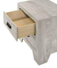 1pc Transitional 2-Drawer Nightstand with Metal Hardware Whitewashed Wood Finish Wooden Bedroom Furniture