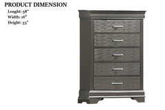 Modern Transitional 1pc Wooden Chest Unique Drawers Gray Finish Bedroom Furniture