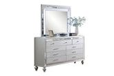Glam Style 1pc Dresser Snake Skin Design Glass Panel Gourd Legs Silver Finish Bedroom Furniture