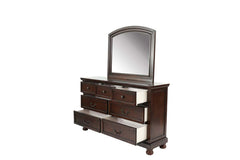 Traditional Style 1pc Dresser 3 Small Drawers 4 Large Drawers Bun Feet Pull Handles Round Knobs Cherry Finish Bedroom Furniture