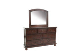 Traditional Style 1pc Dresser 3 Small Drawers 4 Large Drawers Bun Feet Pull Handles Round Knobs Cherry Finish Bedroom Furniture