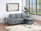 Black Gray Polyfiber Convertible Sectional Sofa Pull out Bed Couch Storage Chaise Reversible 2pc Sectional Living Room Furniture