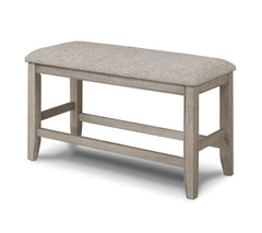 6pc Dining Set Contemporary Farmhouse Style Counter Height w 20-Inch White Faux Marble Lazy Susan All Tan / Beige Gray Finish Upholstered Chairs Bench Wooden Solid Wood Dining Room Furniture