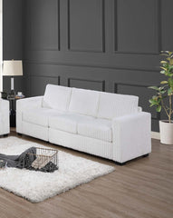 Classic Luxurious Milk Color Sofa And Loveseat Plush Cushion Seat Couch Corduroy Upholstered Living Room Furniture