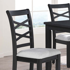 Dining Room Furniture 6pcs Set Charcoal Dining Table 4x Side Chairs Bench Rubberwood Cross Back Design Chair Wooden Top