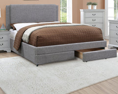 Light Gray Fabric Upholstered Contemporary 1pc Full Size Bed w Storage Drawers FB Bedroom Furniture 1pc Bed Set