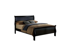 Full Size Bed Black Louis Phillipe Solidwood 1pc Bed Bedroom Sleigh Bed Contemporary Style