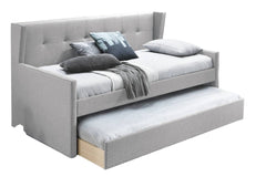 Contemporary Style 1pc Day Bed w/ Slat Trundle Button Tufted Light Gray Finish Bedroom Furniture