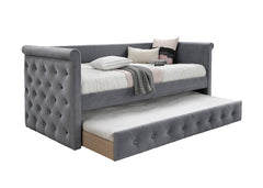 Contemporary Style 1pc Day Bed w/ Slat Trundle Button Tufted Gray Finish Bedroom Furniture