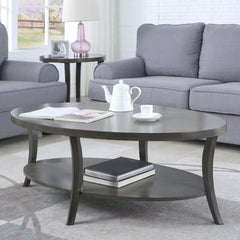 Perth Contemporary Oval Shelf Coffee Table Set, Gray