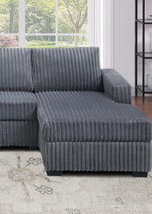 Dark Gray Finish 3pc U-Shaped Sectional Set Cushion Back Armless Chairs Right Arm And Left Arm Chaise Primary Living Room Comfortable For 4 People