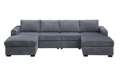 Dark Gray Finish 3pc U-Shaped Sectional Set Cushion Back Armless Chairs Right Arm And Left Arm Chaise Primary Living Room Comfortable For 4 People