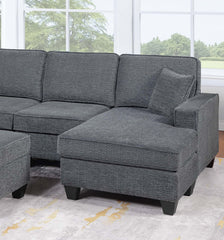 Contemporary Style 5pc Sectional Set Left Arm Loveseat With USB Port Corner Wedges Ottoman Armless Chairs Right Arm Loveseat With Chaise Slate Gray Finish Primary Living Room