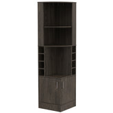 Dark Walnut 8-Bottle 2-Shelf Bar Cabinet