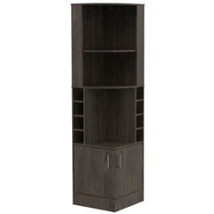 Dark Walnut 8-Bottle 2-Shelf Bar Cabinet