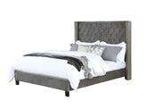 Transitional Gray 1pc Est King Size Bed Upholstered Frame Fabric Tufted HB Bedroom Wingback Design