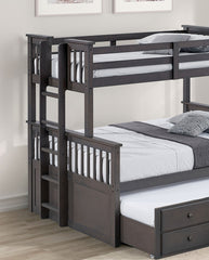 Transitional Twin Over Full Bunk Bed With Ladder And Underbed Drawers, Grey Mix