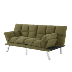Multifuctional Sofa Bed, Foldable 2-Seater Sofa, Corduroy Fabric, Suitable for Living Rooms & Apartments (Green)