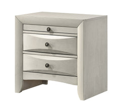 1pc Contemporary Neutral White Finish Curved Drawer Fronts Storage Drawers Nightstand Wooden