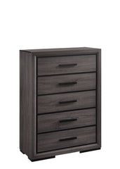 Contemporary Style 1pc Chest Two Tone design Finger Pull Hands Black Trim Gray Finish