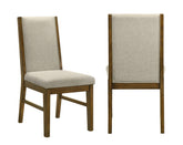 2pc Tailored Chairs Tufted Upholstered Soft Neutral Fabric Luxurious Comfort Modern Wooden Dining Room Furniture
