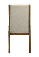 2pc Tailored Chairs Tufted Upholstered Soft Neutral Fabric Luxurious Comfort Modern Wooden Dining Room Furniture