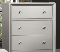 Luxurious Look Chest 1pc Brushed Nickel On Knobs Handle 4-English Dovetail Drawers Center Metal Glides Champagne Finish Contemporary Bedroom Furniture
