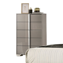 1pc Chest UV Finish Contemporary Style Chrome Legs And vertical Handles Ball Bearing Glides Light Taupe Bedroom Furniture