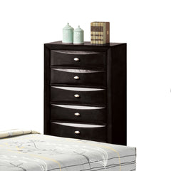 Black Finish 5-Drawers Chest 1pc Oval Knob Handles Transitional Bedroom Furniture