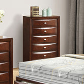 Dark Cherry Finish 5-Drawers Chest 1pc Oval Knob Handles Transitional Bedroom Furniture