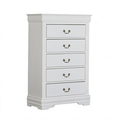 Transitional Style Chest 1pc Bracket Legs Dust Proof Case Hanging Drawers Pull English Dovetail Drawers White Finish Bedroom Furniture