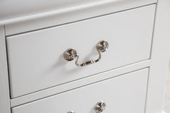 Transitional Style Chest 1pc Bracket Legs Dust Proof Case Hanging Drawers Pull English Dovetail Drawers White Finish Bedroom Furniture