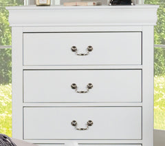 Transitional Style Chest 1pc Bracket Legs Dust Proof Case Hanging Drawers Pull English Dovetail Drawers White Finish Bedroom Furniture