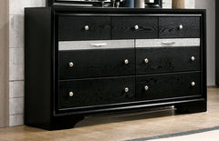 Contemporary 1pc Dresser Hidden Jewelry Drawer English Dovetail Silver Accents Round Knobs Black Color Bedroom Furniture