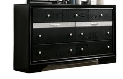 Contemporary 1pc Dresser Hidden Jewelry Drawer English Dovetail Silver Accents Round Knobs Black Color Bedroom Furniture