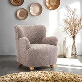 Contemporary Style Accent Chair Curved Backrest Ball Feet Sloped Arms Mushroom Finish Primary Living Room