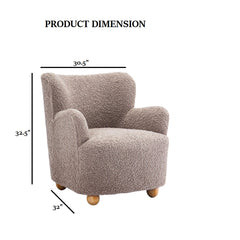 Contemporary Style Accent Chair Curved Backrest Ball Feet Sloped Arms Mushroom Finish Primary Living Room