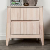 Mid-Century Modern Style 1pc Nightstand Hidden Handles Bracket Legs Vertical Receding White Wash Finish Bedroom Furniture