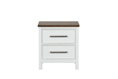 Modern Farmhouse Style 1pc Nightstand Two Tone Design English Dovetail Drawers Nickel Handles Recessed Panel White And Dark Brown Finish Bedroom Furniture