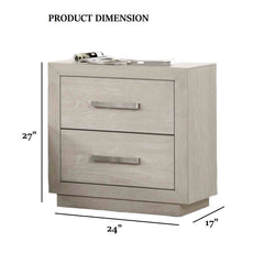 Transitional Style 1pc Nightstand Horizontal Handles Metal Side Glide French And English Dovetail Drawers Light Gray Finish Bedroom Furniture